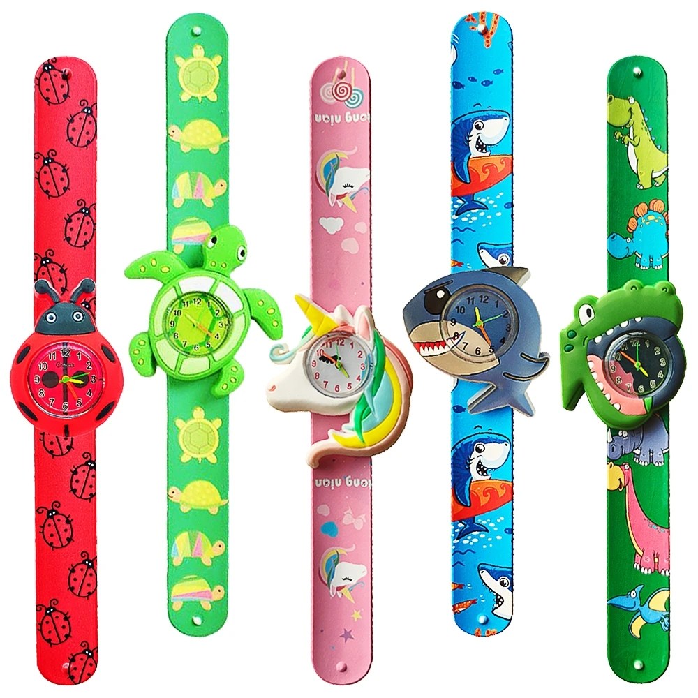 Printed Patterned Strap Children's Watch 1-12 Years Old Kids Birthday Gift Baby Study Time Toy Girl Boy Watch Clock Free Battery