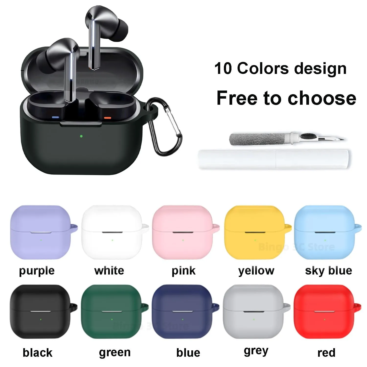 New for 2024 Samsung Galaxy Buds 3 Soft Silicone Protective Case with Cleaning Kit For Buds 3 Pro Wireless Earbuds Accessories