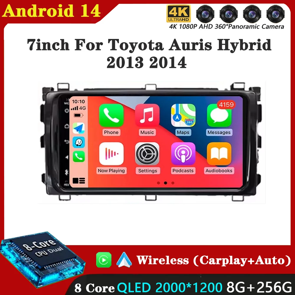 For Toyota Auris Hybrid 2013 2014 Car Radio Carplay GPS Navigation Stereo Android Auto Video Screen Bluetooth 5G Wifi No 2din BT