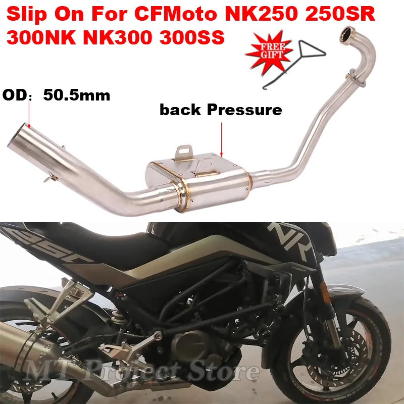 

Motorcycle Muffler Moto Exhaust Modified Escape Front Back Pressure Link Pipe For CFMOTO NK250 NK250SR 300NK NK300 300SS NK300SR