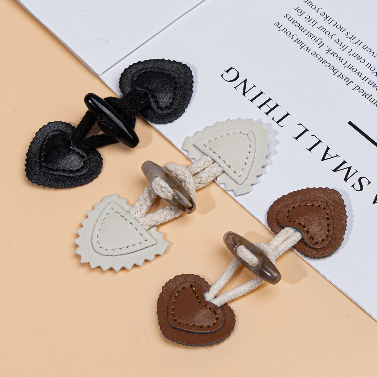 

3Pairs Rope Leather Pair Button Sewing Supplies for Coat Sweater Cardigan Belt Buckle Clothing Decoration