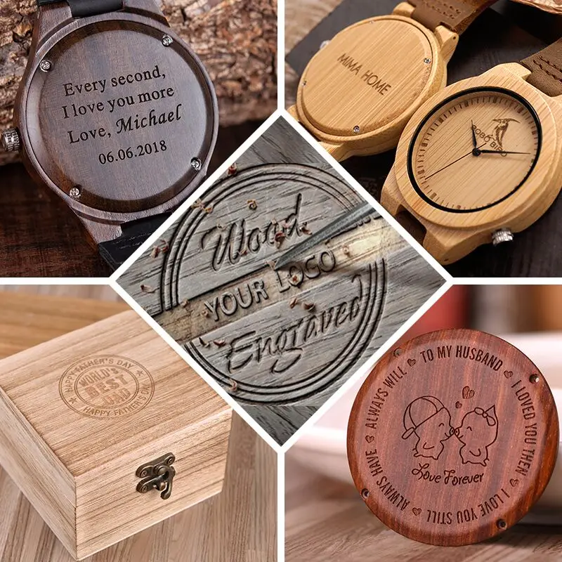 Customize Service Engrave Fee For Wood Bamboo Watches Logo Engraved Carved Laser On Paper Wooden Gift Boxes(Just logo fee)