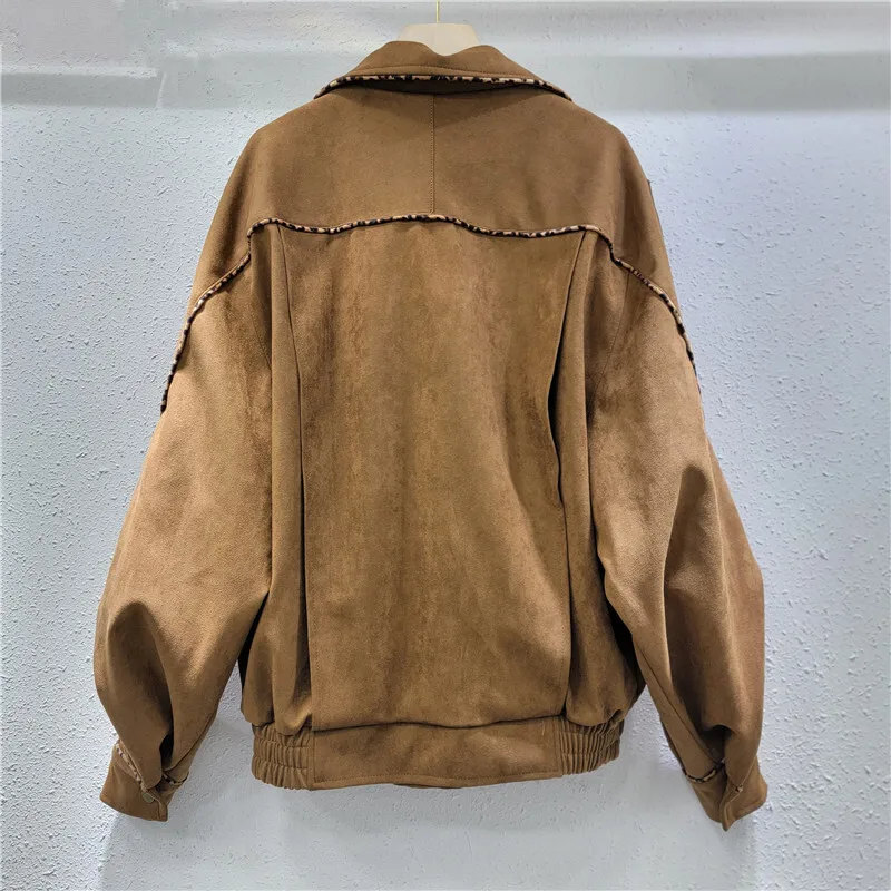 HKSH Spring Autumn New Women Jacket Turn-down Collar Zipper Pockets Elastic Hem Korean Tide Chic Streetwear Stylish Coat HK11975