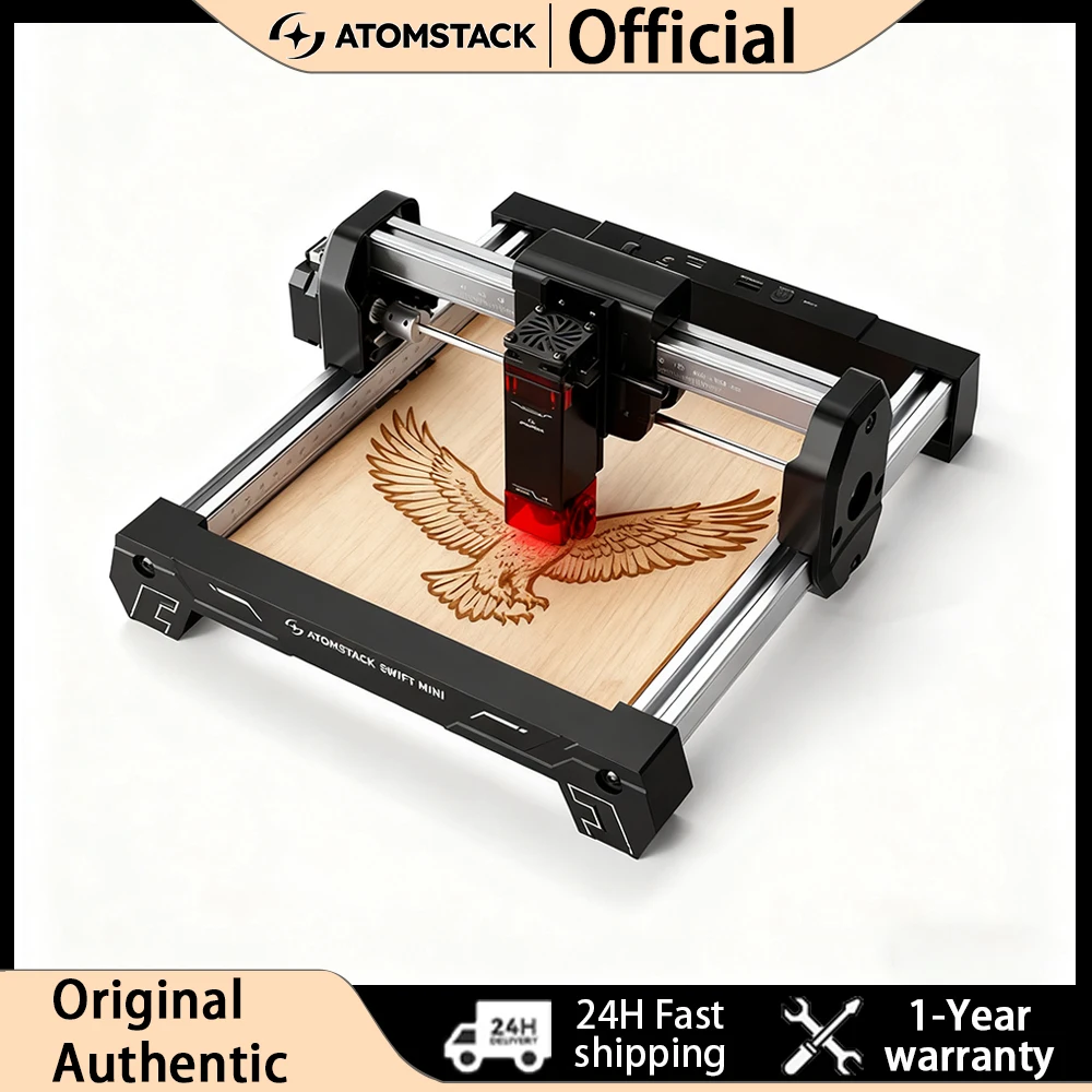 

ATOMSTACK SWIFT Mini 3W Portable Laser Engraver Painted Dog Tag Paper Leather Wooden Plastic Logo Cut Engraving Machine135×145mm