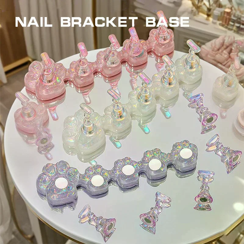 Magnetic Cat Claw Nail Stand For Press On Nails Aurora Resin Showing Shelves Nail Display Holder Manicure Organizer Tools
