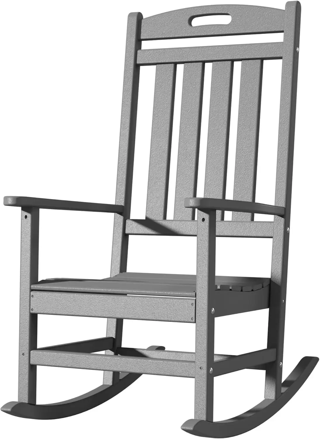 

Уличное кресло-качалка из полимерной древесины, всепогодное, с высокой спинкой, для патио, сада, газона, цвет: серый сланец