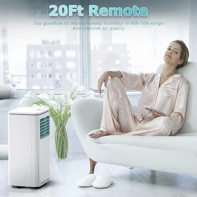 Portable Air Conditioner Quiet Room Unit Compact Cooling Unit with Dehumidifier and Fan Function  with Remote Control