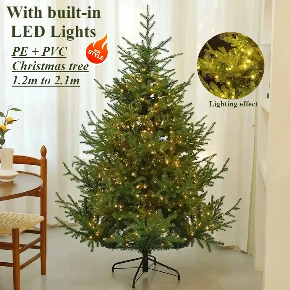 

Artificial Christmas Tree PE+PVC Material with Built-in LED Lights Christmas Tree 1.2M-2.1M Christmas Decoration Home Decoration