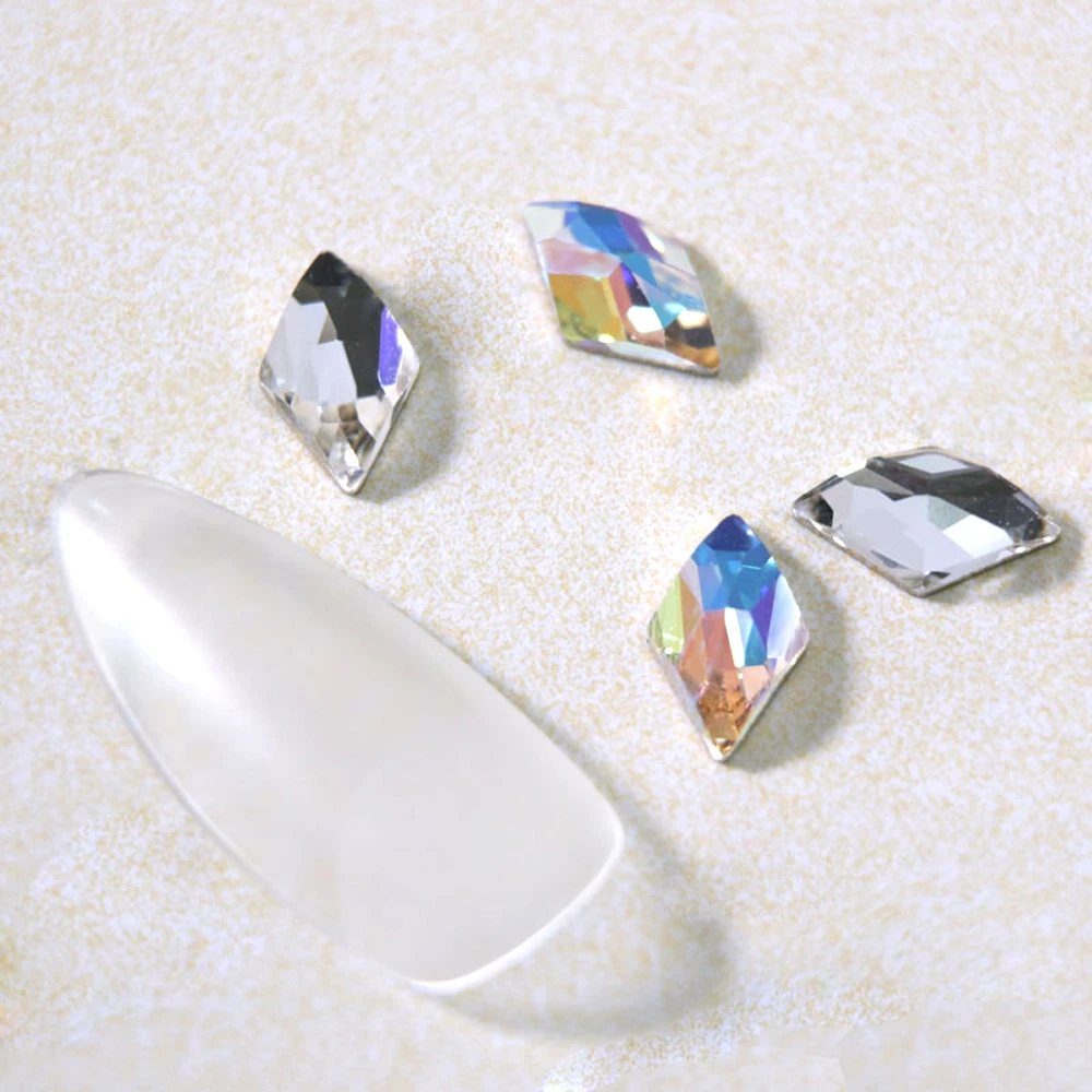 6X10mm 100pcs Rhombus Nail Charms Crystal Different Colors Flatback Nail Art Rhinestones for DIY Nails Accessories