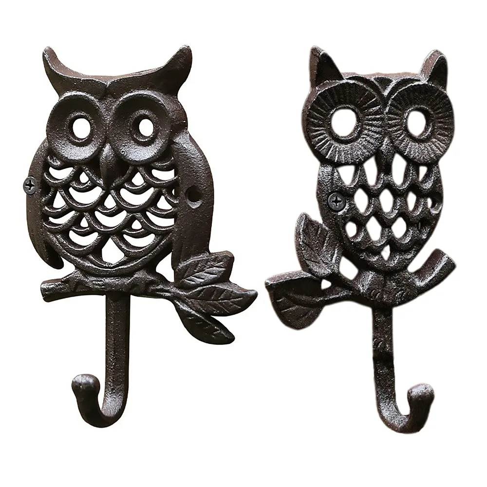 4.33x6.50in Cast Iron Wall Hooks Owl Wall Mounted Decorative Wall Hook Heavy Duty Construction Heavy Duty Wall Hanger