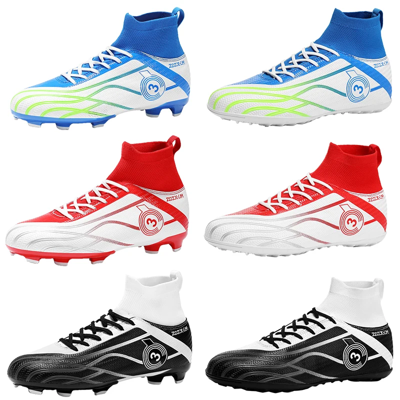 Children's Football Shoes Tf Fg High Top Football Field Boots Original Mens Soccer Shoes Futsal Shoes for Men Free Shipping