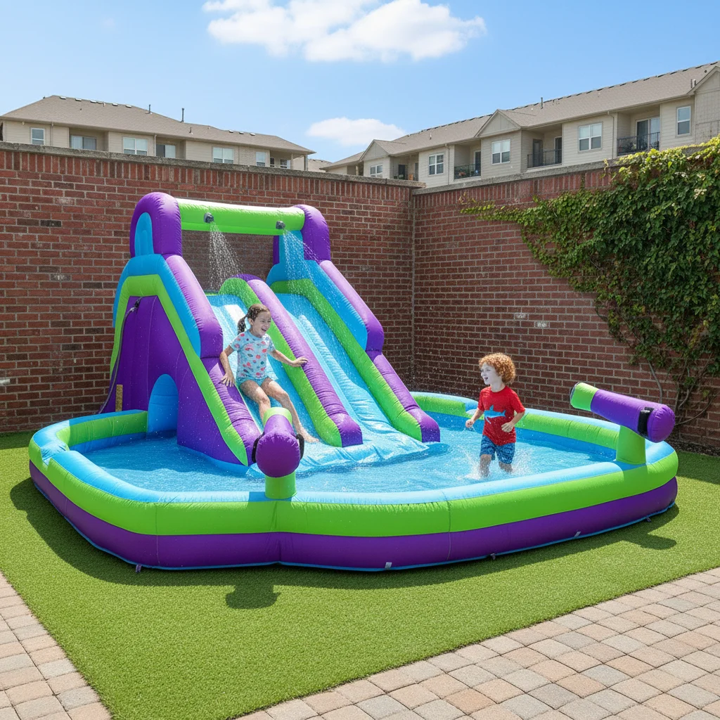 Opblaasbare dubbele waterglijb - Kids Outdoor Inflatable Water Slide recensie en prijs
