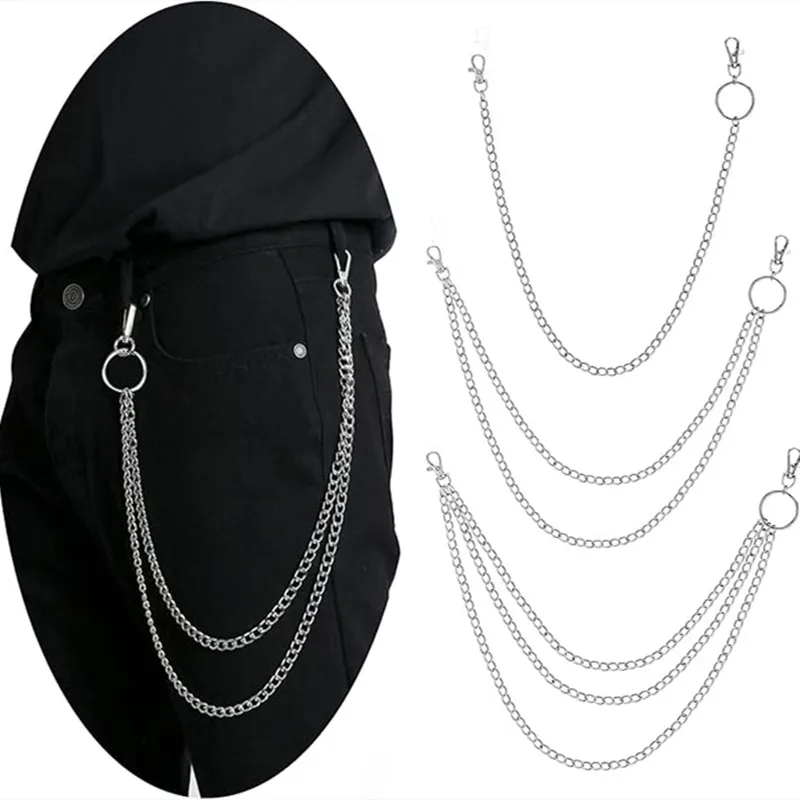Metal Punk Rock Layered Chain Keychains For Men Women Waist Key Chain Wallet Jeans Hip-hop Pants Belt Chains Jewelry Accessories