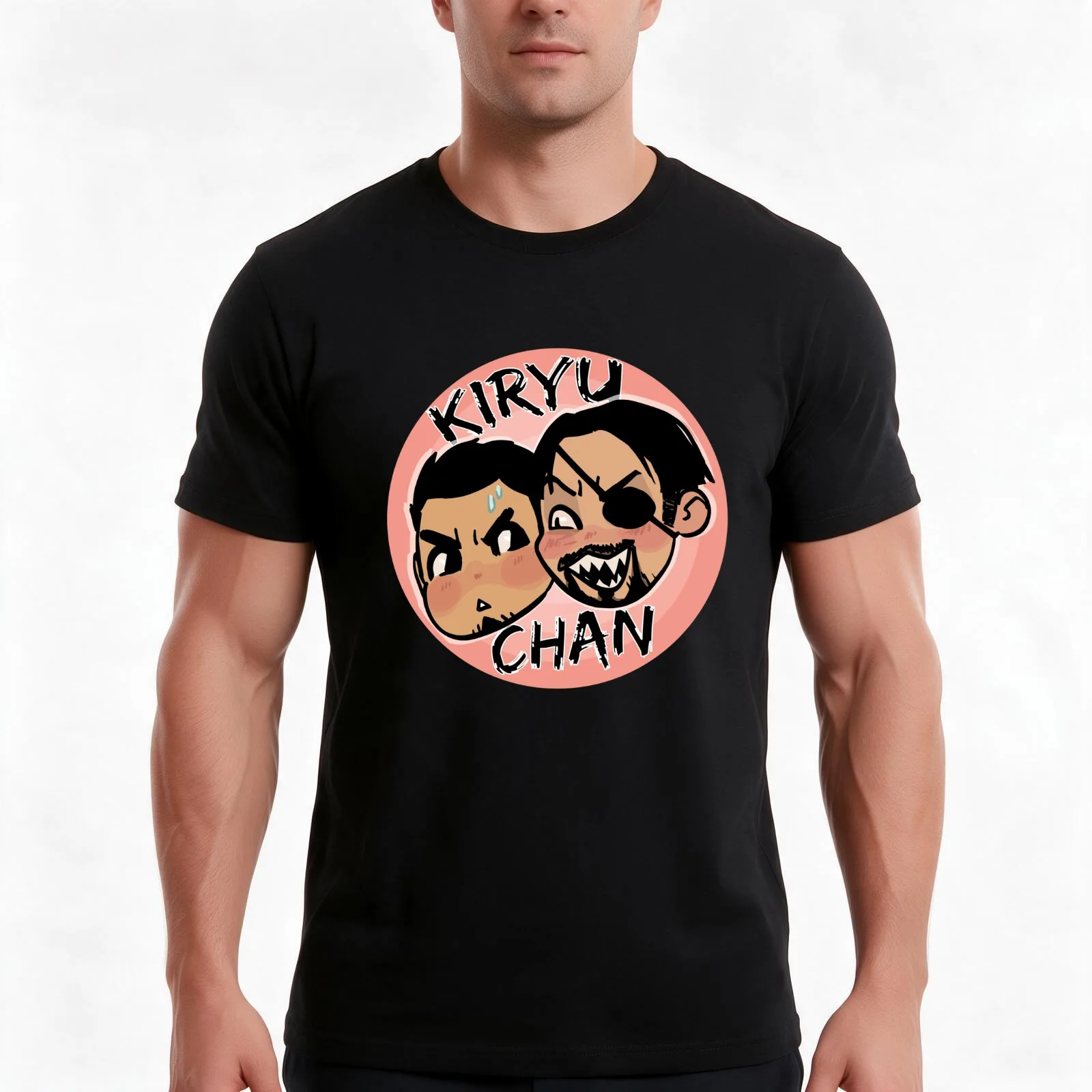 kIRYU-CHAN T-Shirt, Summer Casual Cotton Tee, Oversized Streetwear Tops, Vintage Graphic Print, Loose Fit Short Sleeve