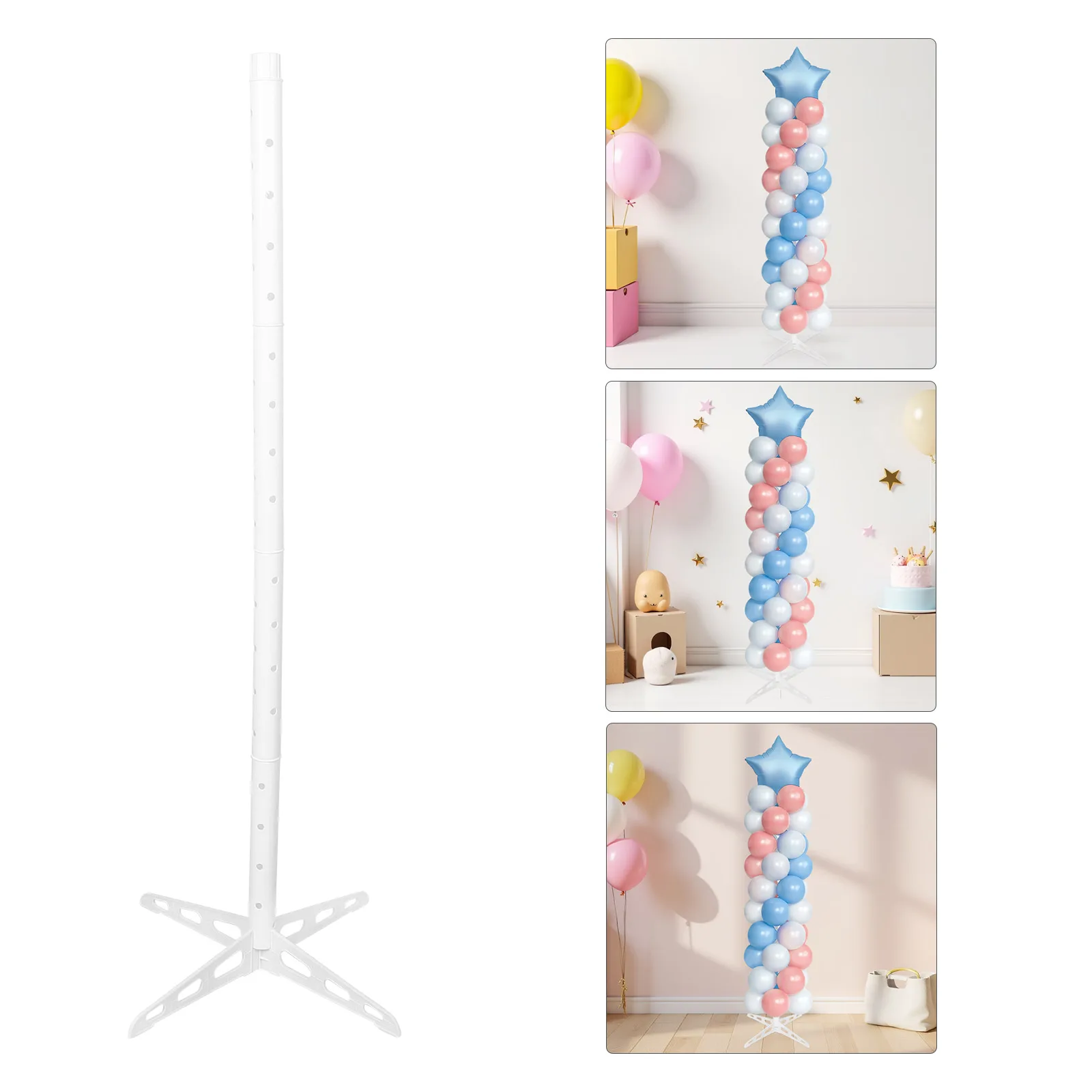 

Display Stand Kit Floor Standing Holder Frame Sturdy Base For Party Wedding Decorations White Tall Tower Rack Multiple Balloon
