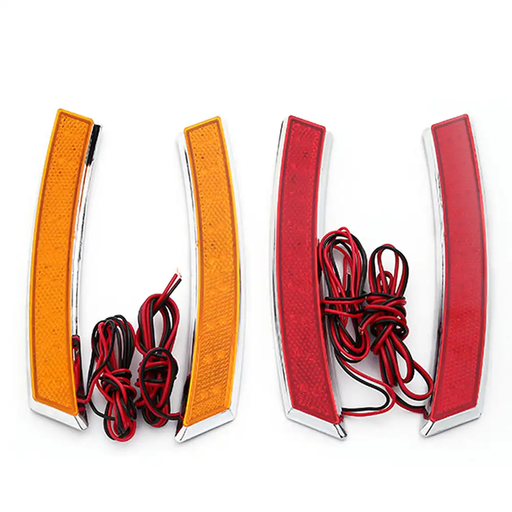 2pcs Universal Car-styling Car Side Edge Plate Leaves Turn Signal LED Fender Flares Light Daytime Running Light Red Amber