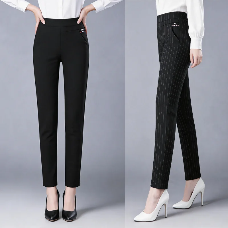 Women High Waist Thin Pencil Pants Sexy Slim Leggings Mother Spring Stretch Pockets Pants Casual Elegant Office Skinny Trousers