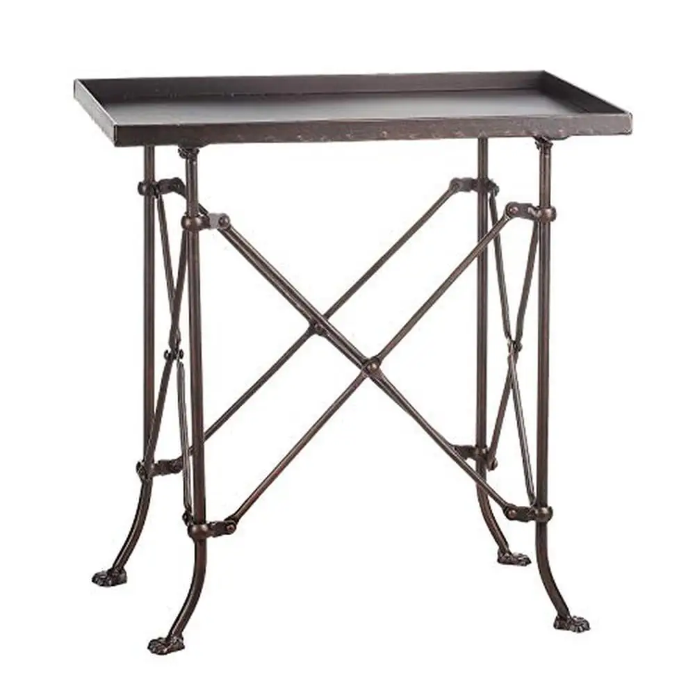 

Rustic Claw Feet Bronze Metal Rectangle Accent Table Farmhouse Décor