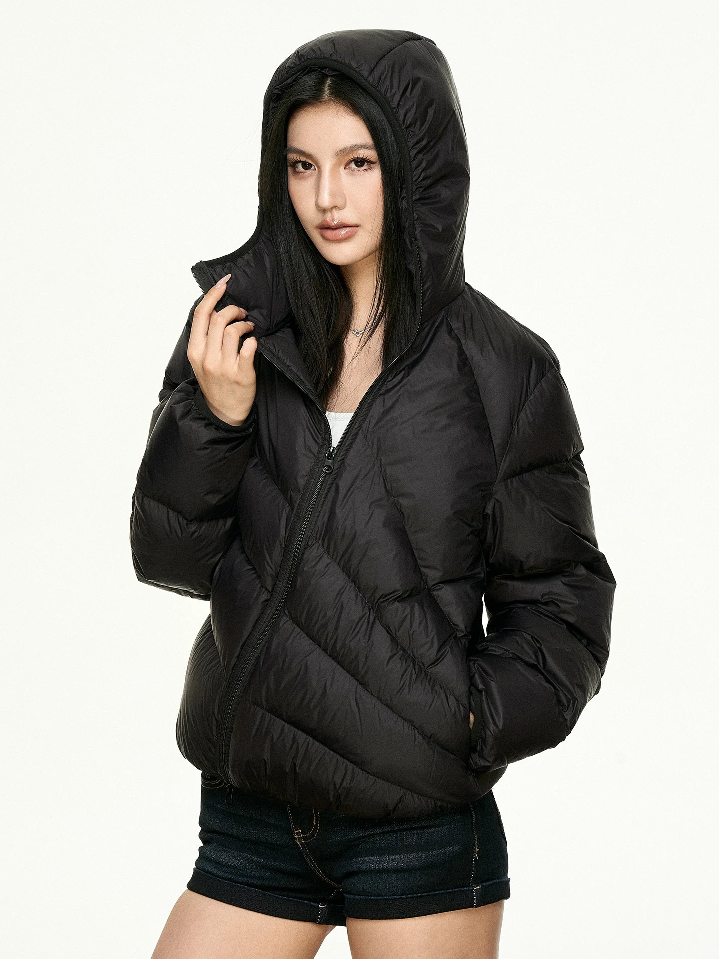 

Aaisup Women's Loose Fit Quilted Jaet Winter Warmth Lightweight Hooded ort Coat Zipper Closure Casual Sle Padded Coat