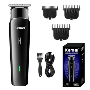 Kemei KM-1115 고속 USB 충전 충전식 헤어 트리머, USB 저소음 전문 무선 휴대용 남성용 헤어 컷 클리퍼 