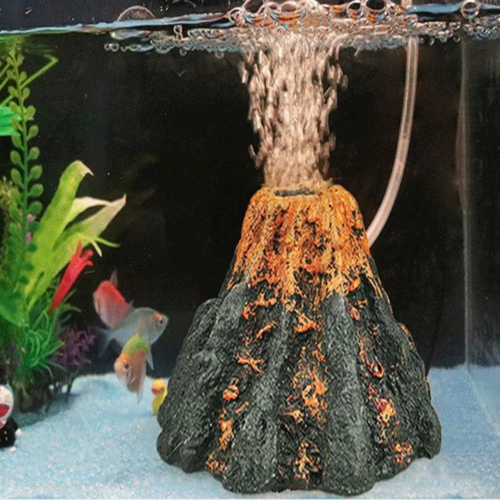 Washable Decoration Aquarium Fish Tank Accessories Air Bubble Stone Air Bubble Ornament Volcano Shape