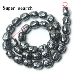 10 Pieces Buddha Maitreya Head Black Hematite Beads Natural Stone Loose Beads Jewelry Bracelet Making DIY Findings Accessories