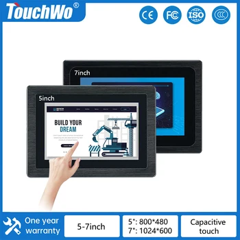 TouchWo 5 7 inç fansız IP65 su geçirmez kapasitif Android dokunmatik ekran Cnc için endüstriyel gömülü dokunmatik ekran monitör
