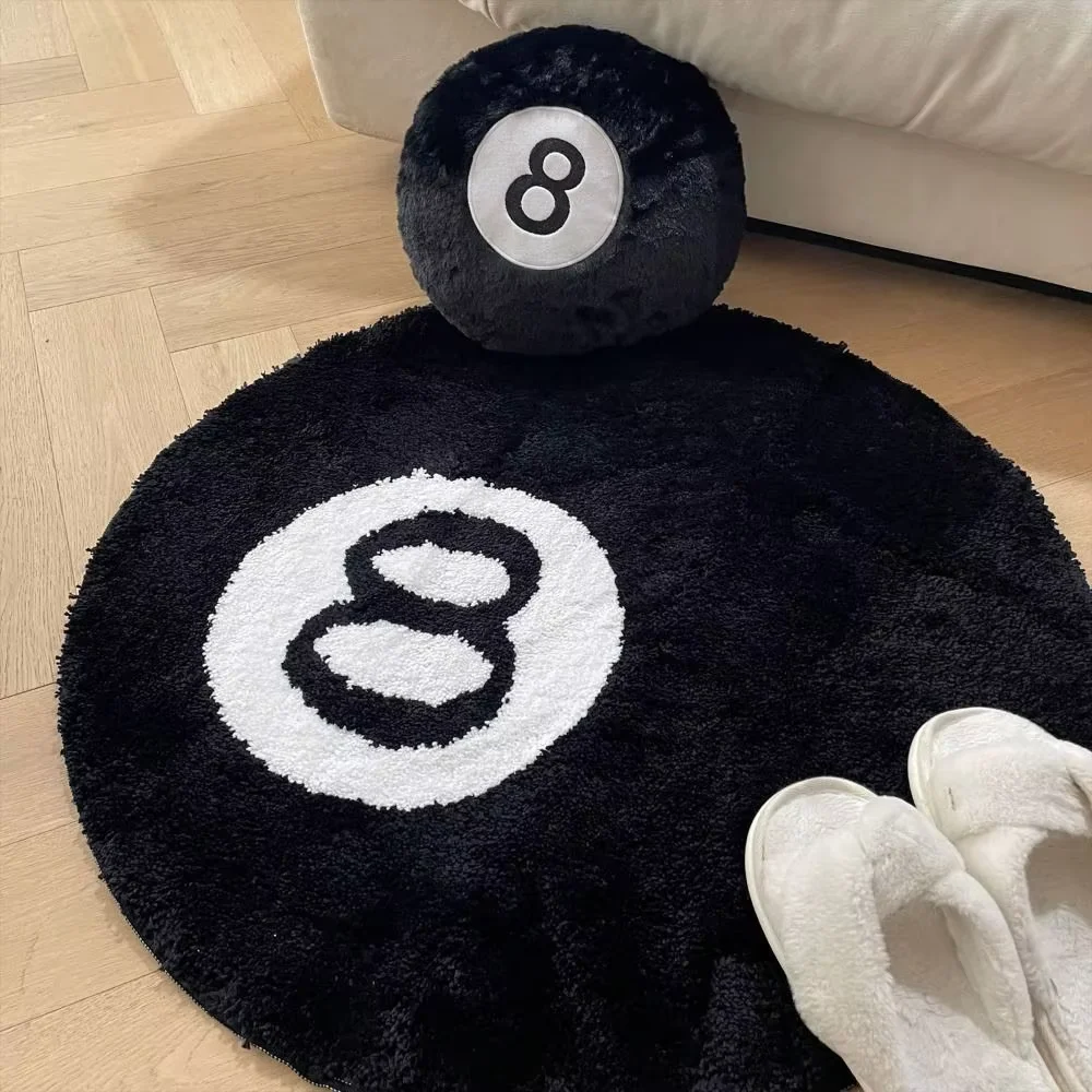 VIKAMA billar negro ocho alfombra retención de calor y alfombra antideslizante para baño dormitorio entrada y cabecera alfombra decoración del hogar