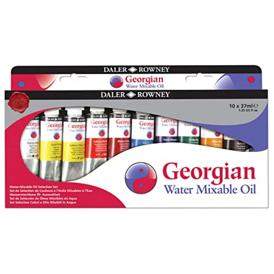 

Georgian 10-Tube Selection Water Mixable Oil Paint Set - Art Paints for Canvas Paper and More - Oil Painting Supplies for Artis