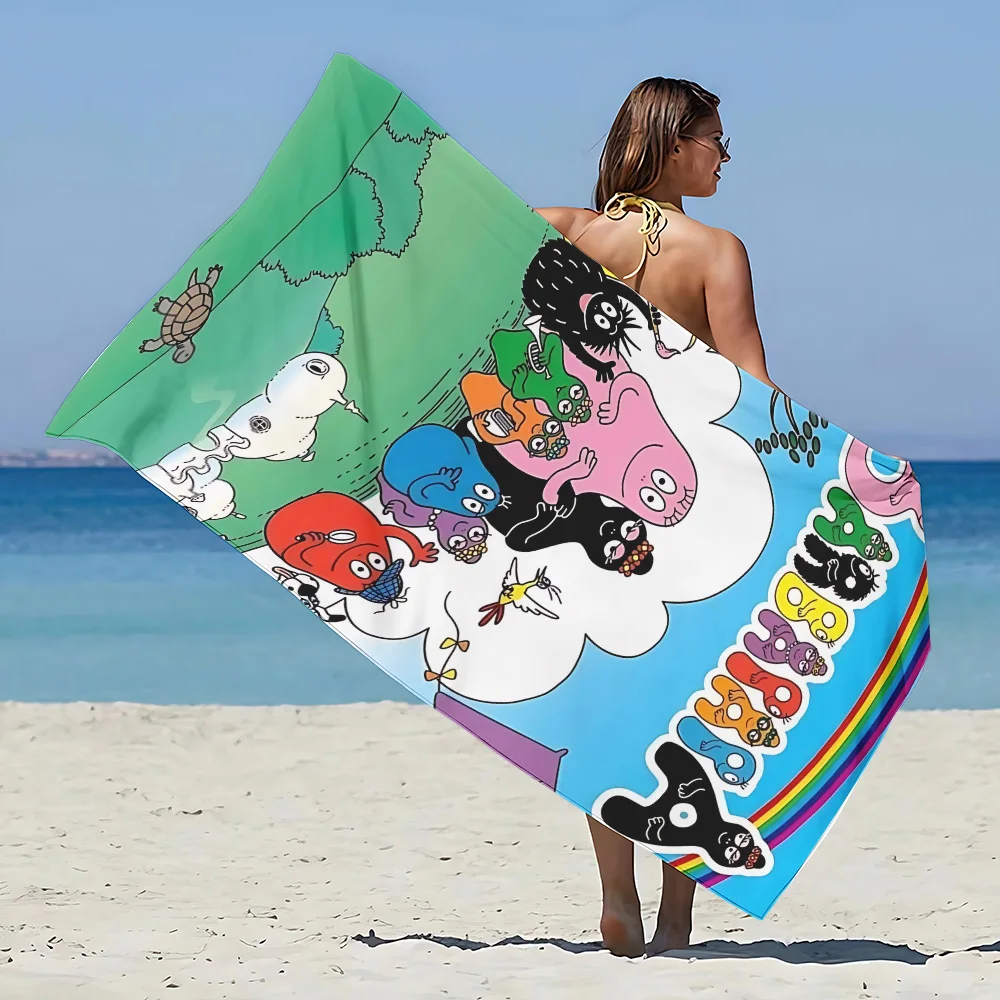 Cartoon Barbapapa Beach Towel Microfiber Sand Free Quick Dry Soft Sandproof Pool Towels Gift for Women Travel Gym Shower Camping