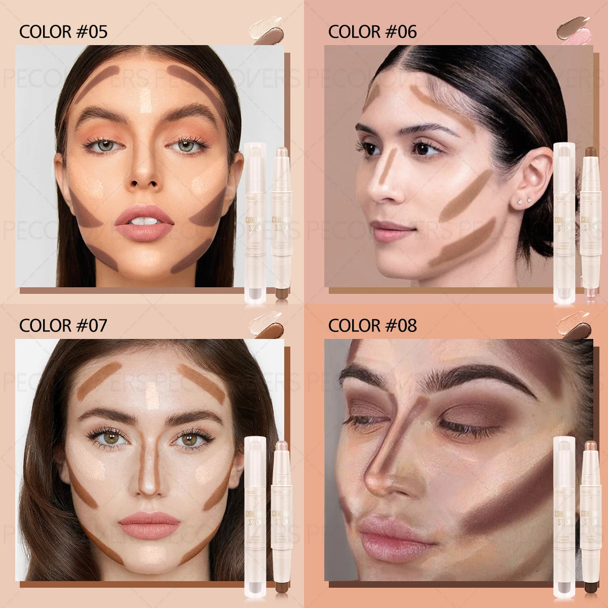 قطعة واحدة من عصا تسليط الضوء على كونتور، تسليط الضوء على الوجه، تشكيل كونتور الوجه، أداة مكياج يومية أساسية ثلاثية الأبعاد