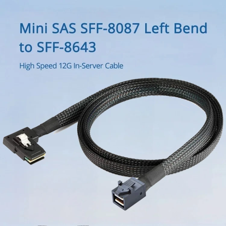 

Внутренний HD Mini SAS SFF-8643 0,5 м/1 м для локтевого 90 Mini SAS 36P SFF-8087 Серверный кабель для хранения данных 12G для серверного жесткого диска Raid