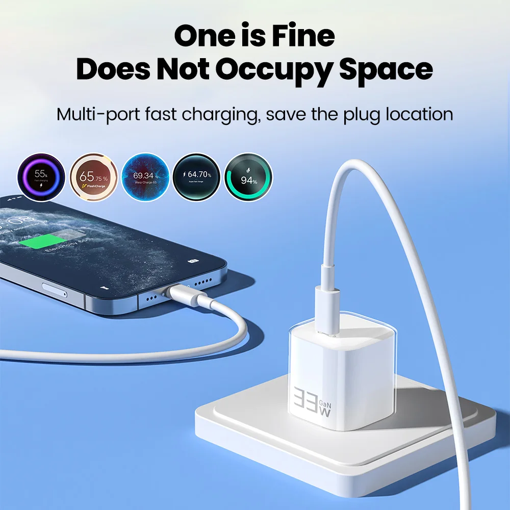 Single PD33W Quick Charger High Power Fast Charging Travel Type C Charger Adapter for iphone 15 16 17 Samsung Phone Charger