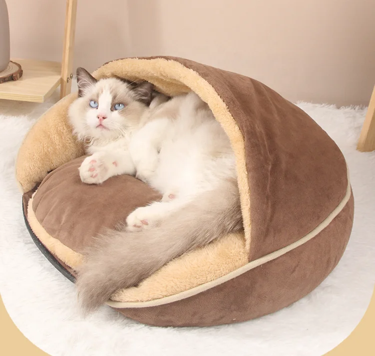 

Cat House Bed Winter Warm Plush Soft Cat Play Nest Round Depth Small Pet Dog Nest