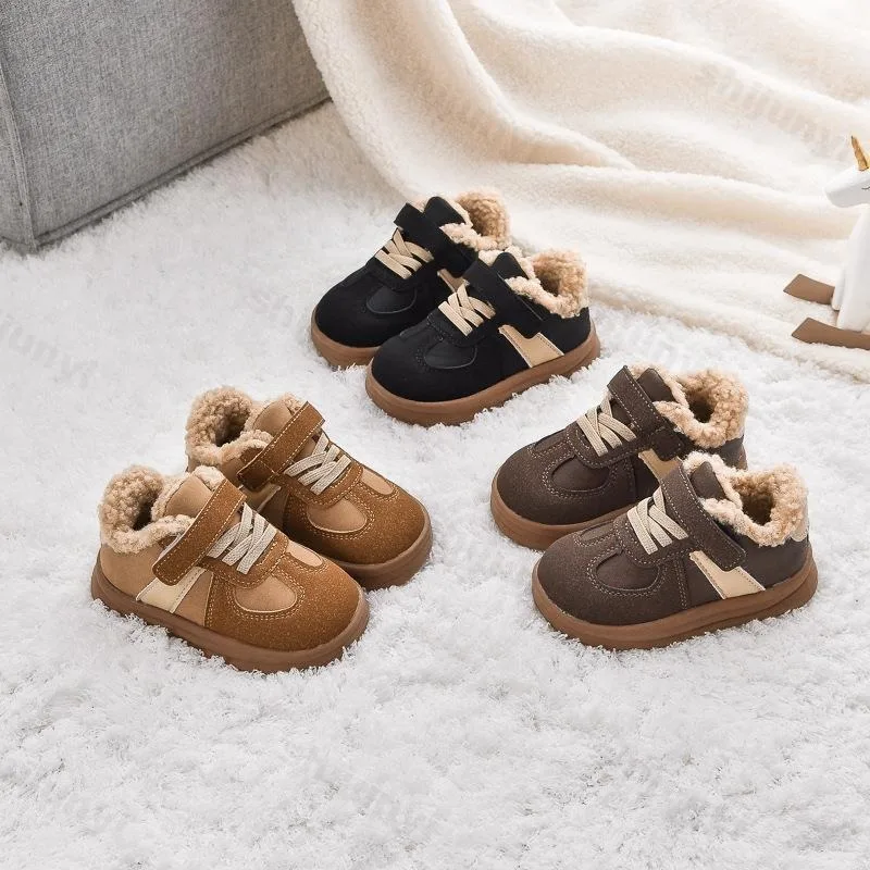 2025 Winter New Pulsh Fashion Trend Casual Sports Shoes for Childrens Anti Slip Warm Boys' Shallow Mouth Versatile Snow Sneakers