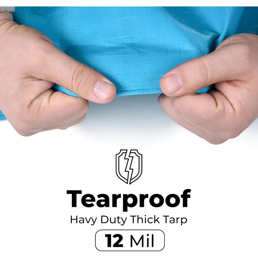 Сверхмощный водонепроницаемый синий брезент 20x40, толщиной 12 мил, устойчивый к ультрафиолетовому излучению и разрыву, с втулками для кемпинга, палаток, лодок, автофургонов, автомобилей и