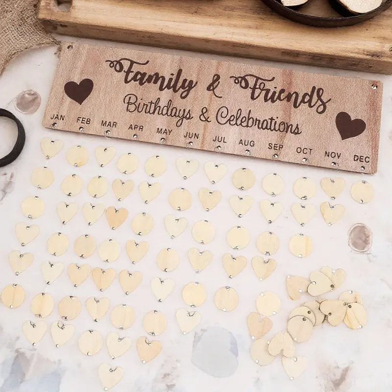 

1Set Wooden Countdown Board Wall Hanging Calendar with Pre Drilled Holes Blank Discs DIY Birthday Anniversary Festival Reminder