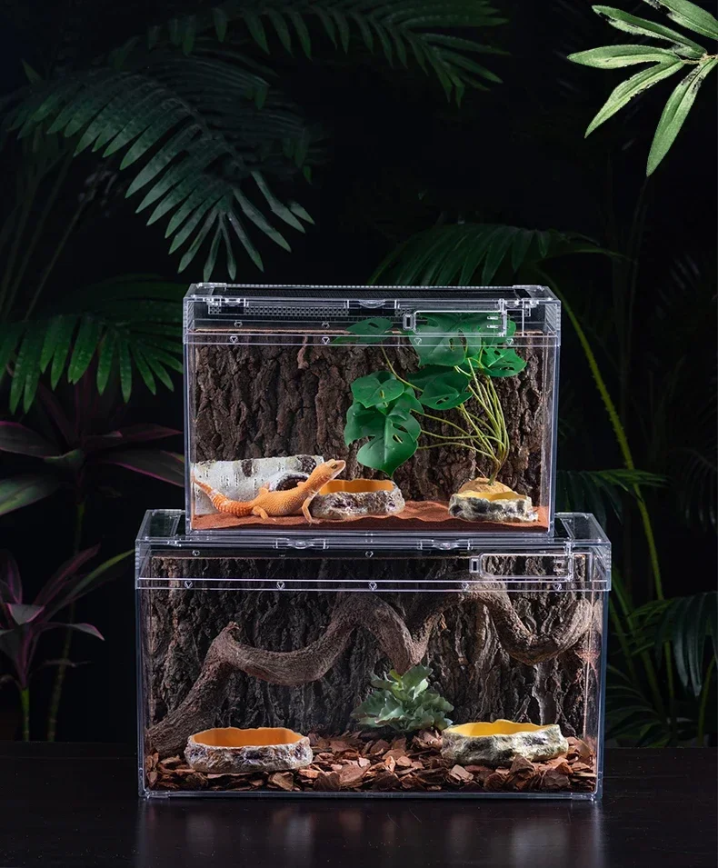 Anti-escaping acrylic reptile terrarium breeding box