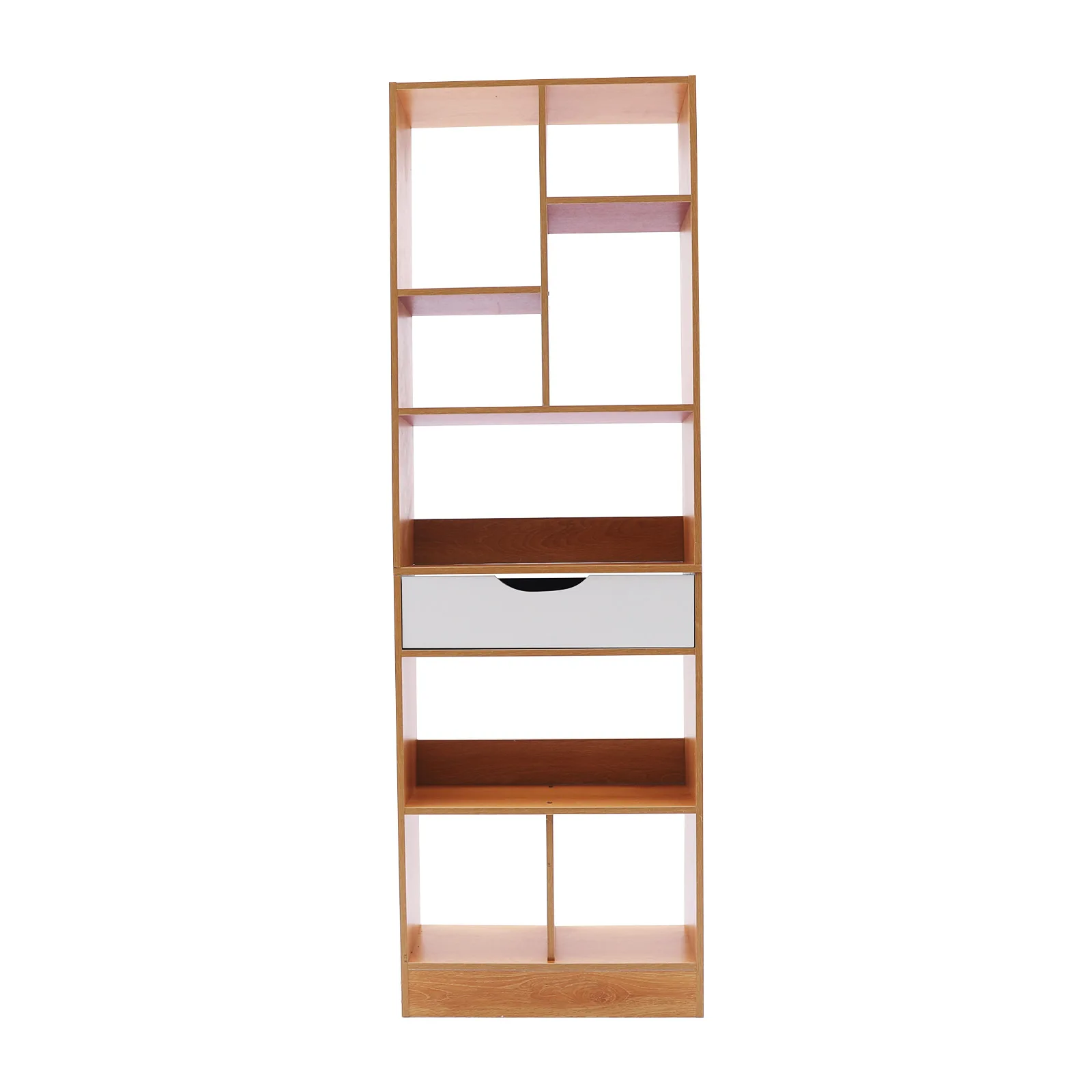 19.68x7.87x61.02 Inch Storage Cabinet Bookcase Organizer With Drawer MDF Wood Color