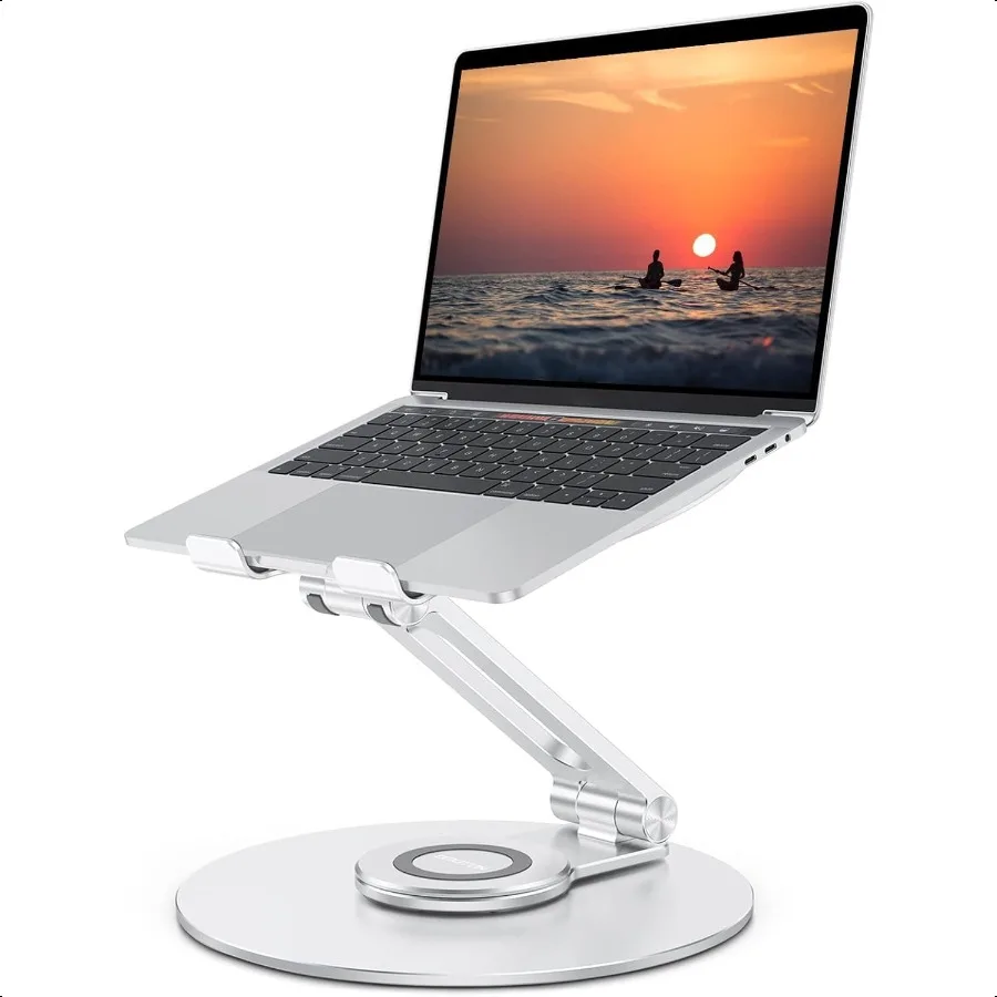 

Adjustable Laptop Stand with 360 Rotating Base Ergonomic Laptop Riser for Collaborative Work Dual Rotary Shaft Fully Foldable f