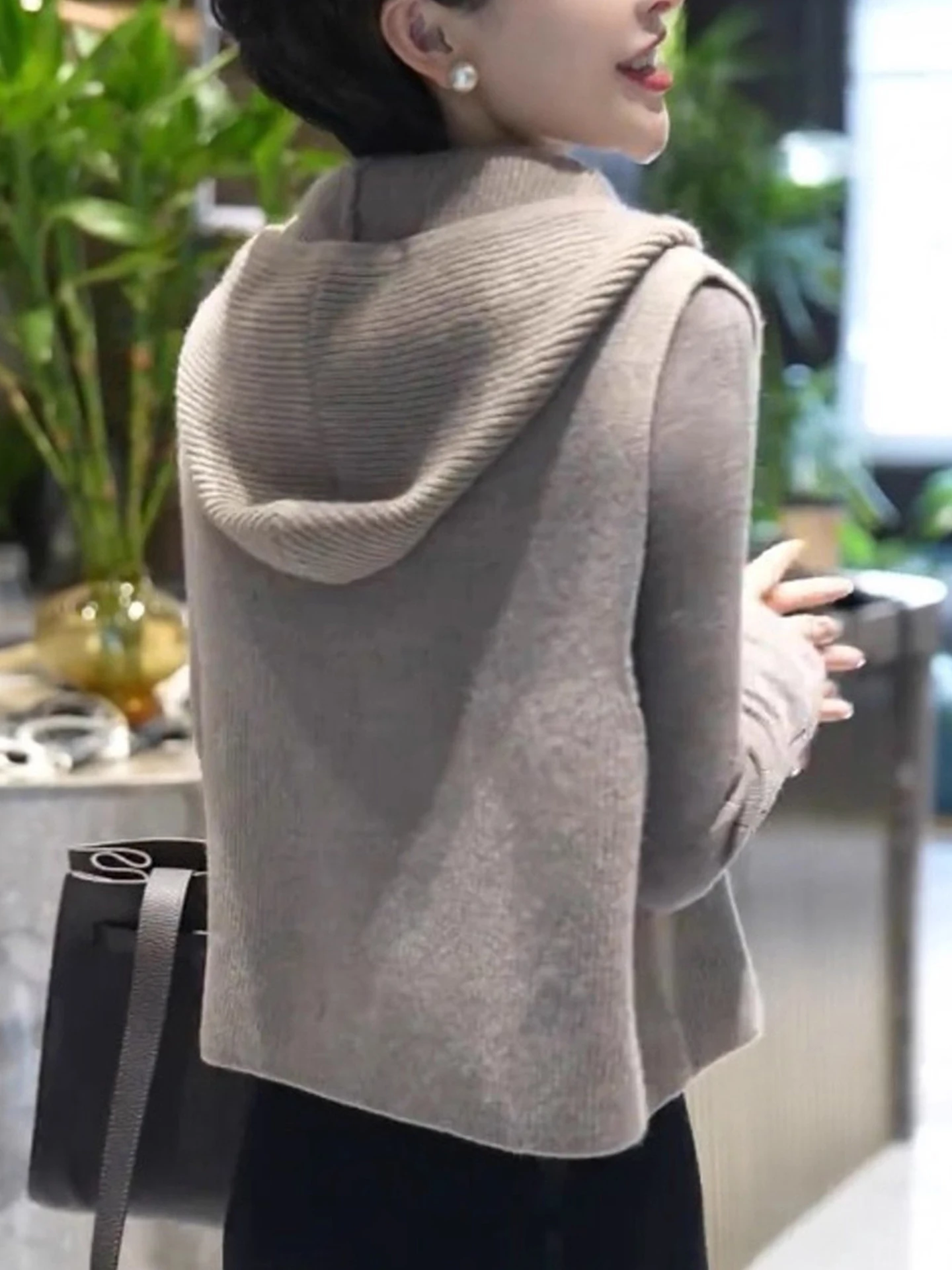 Gilet tricoté de couleur Pure, pull à capuche f Zip pour femmes, haut superposé paresseux, tendance printemps été automne