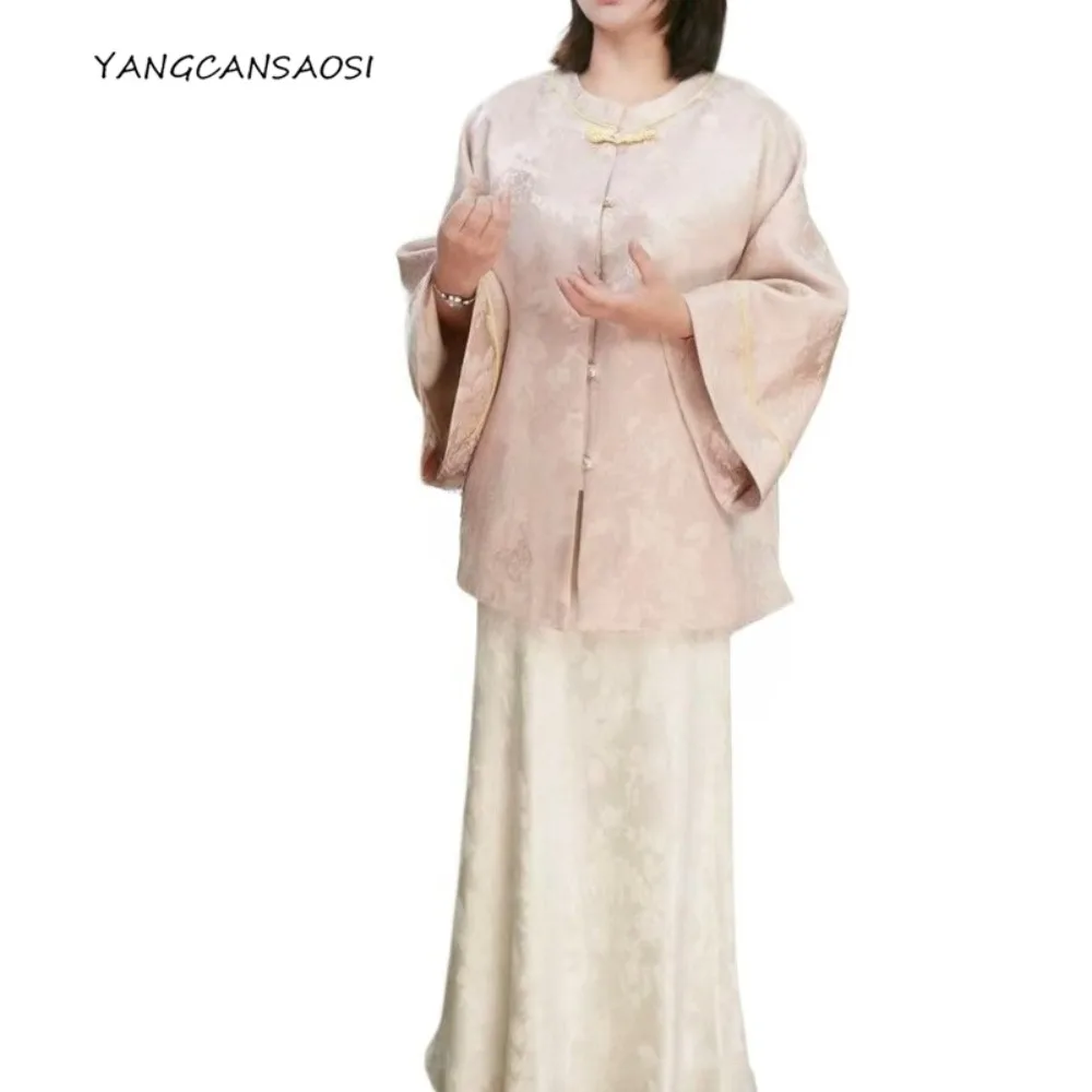 

2025 Women's Fashion Autumn New Style Butterfly Love Flower Heavy Weight Natural Mulberry Silk Wool Double Layer Loose Coat