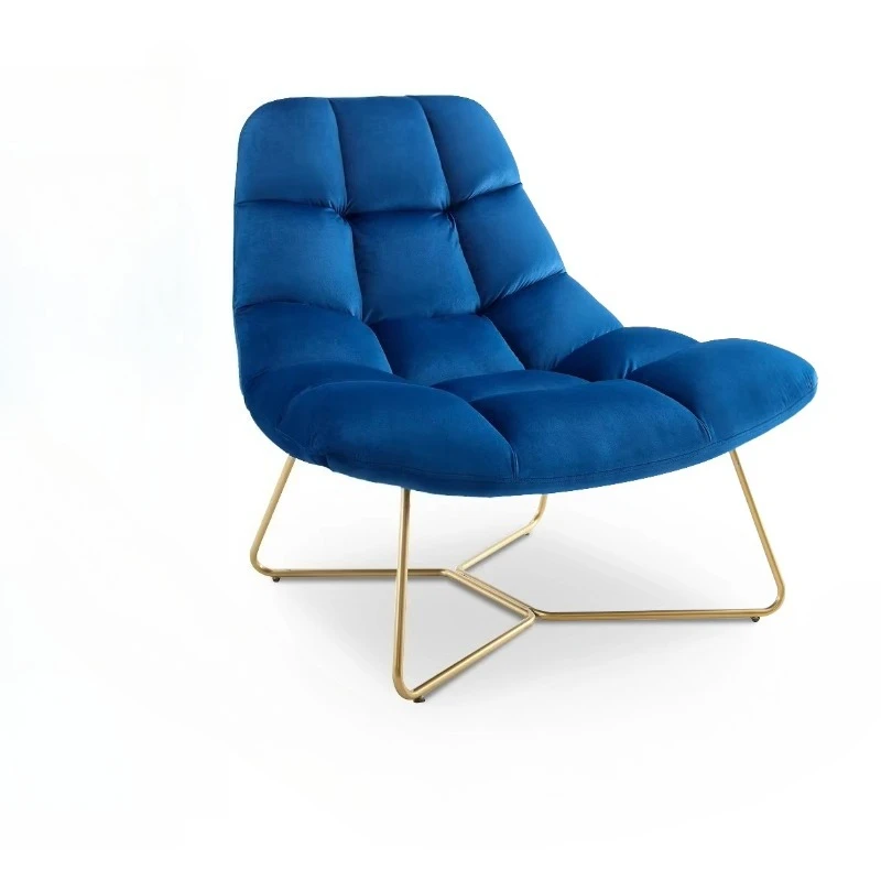 

Modern European Blue Fabric Tufted Simple Nordic Lounge Chair Living Room Bedroom Apartment