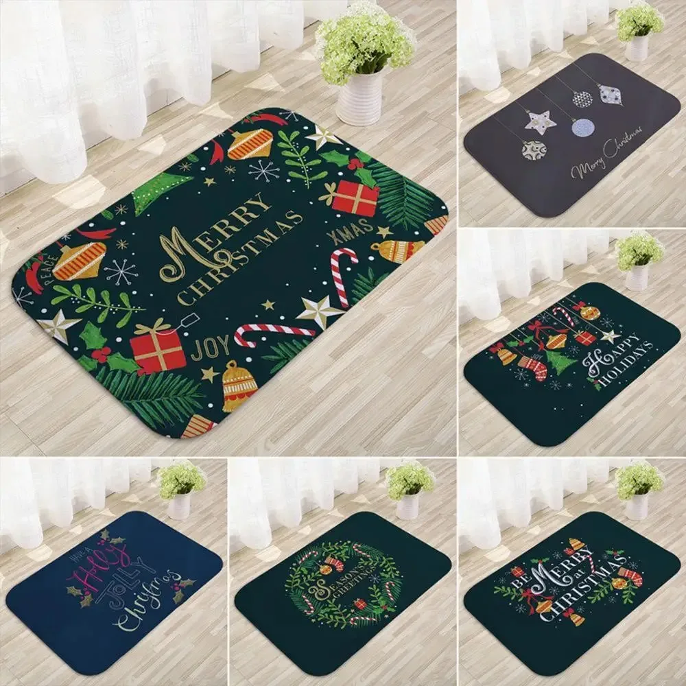 Christmas Bedroom Door Mat Home Decoration Bathroom Kitchen Absorbent Floor Mat Living Room Porch Entrance Door Carpet