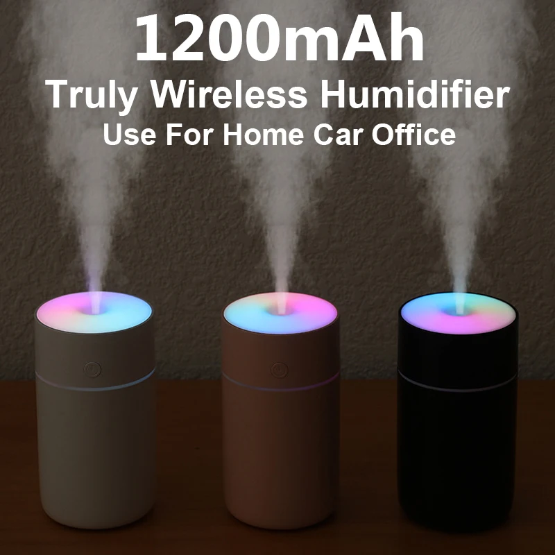 Colorful Portable Air Humidifier USB Rechargeable Wireless Home Car Mini Air Atomizer Aroma humidificador Essential Oil Diffuser