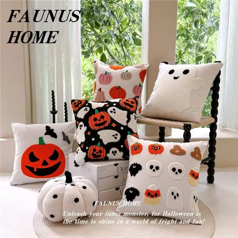 

Embroidered Ghost Home Decoration Halloween Pumpkin Bat Spider Web Pillow Cushion Pillow