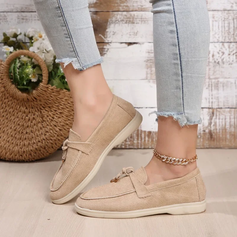 2024 Spring and Autumn New High-quality Women's Shoes Fashionable Solid Color Round Toe Low Heel Slip-on Women's Flat Shoes