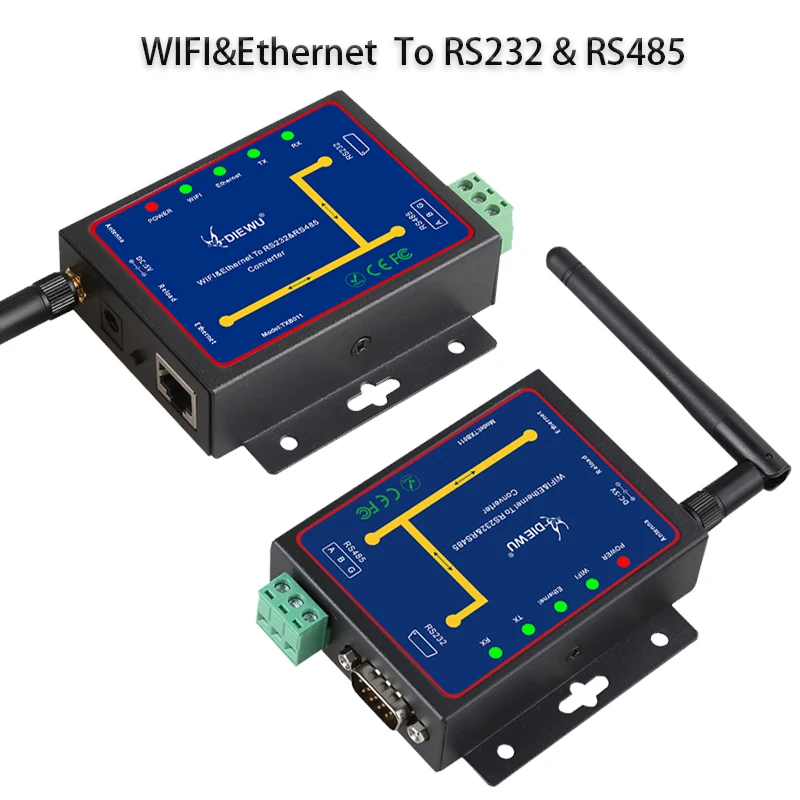 

RJ45 network switch Wifi & Ethernet RJ45 To RS232 RS485 converter WIFI Serial Server RJ-45 LAN Adapter Ethernet Smart Switcher