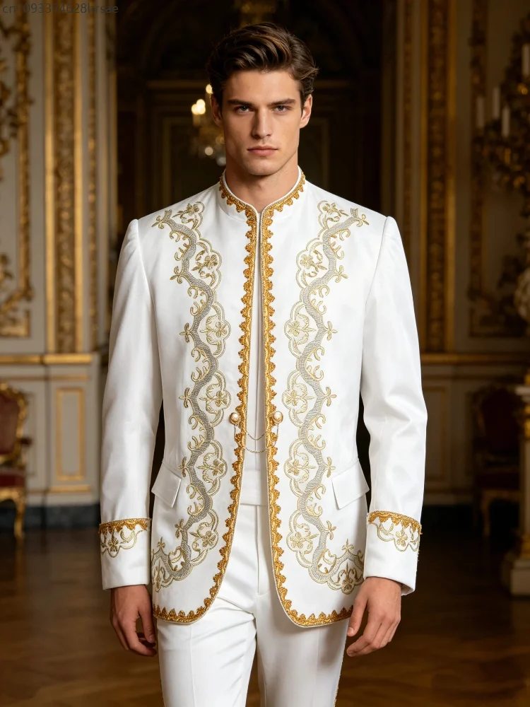 

OA Medieval Vintage Men Blazer Royal Palace Prince Role Costume Masquerade Formal Jacket Wedding Party Stage Cosplay Outfits