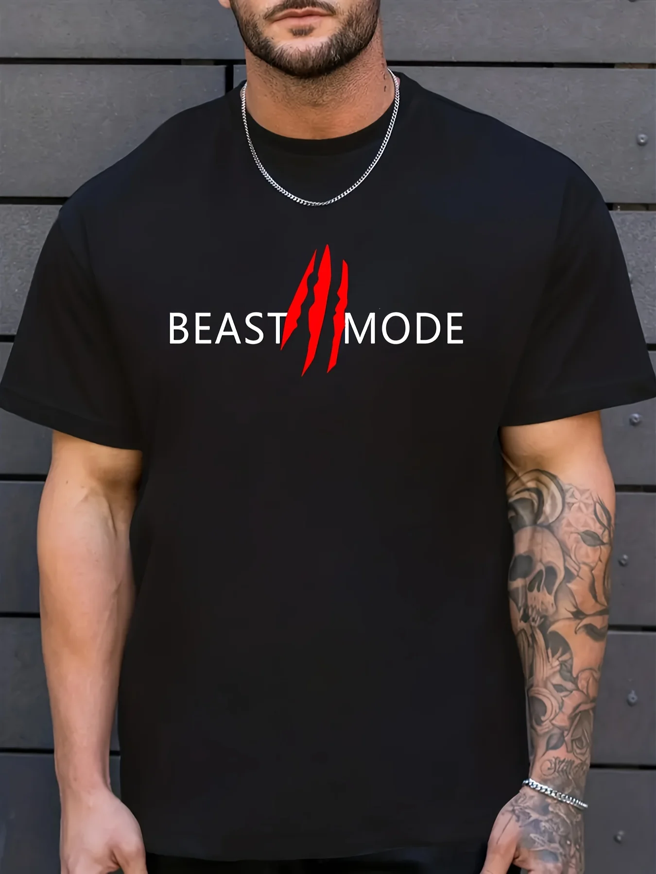 

Plus Size Clothing Beast Mode Print Men's Casual Tee Short Sleeve Breathable Comfy T-Shirt Men's Summer Tops Fashion Streetwear